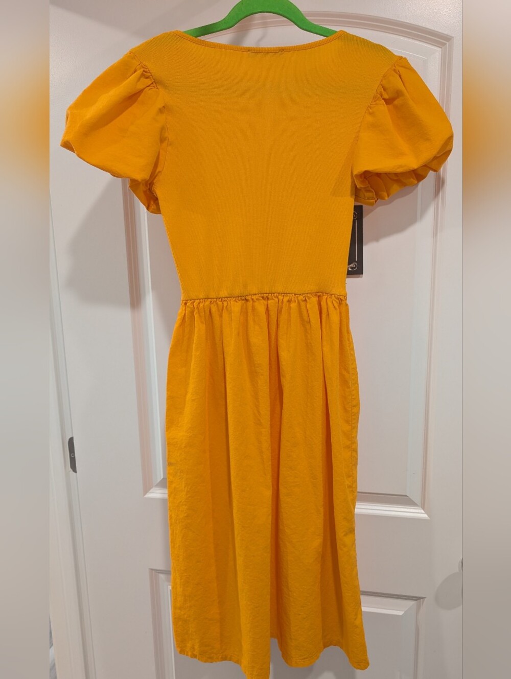 Zara Bright Yellow Puff Sleeve Casual Dress Size M - Picture 3 of 5